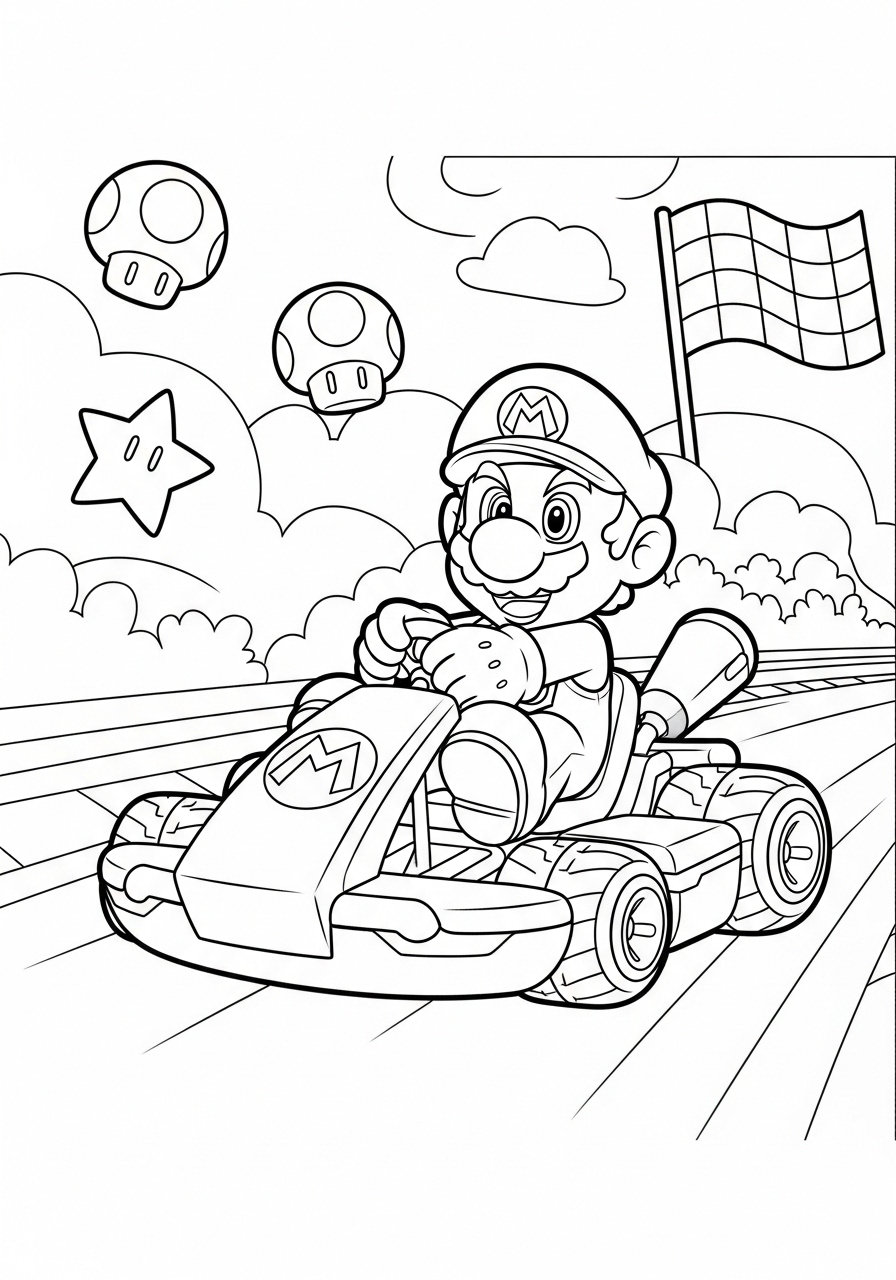 Mario Kart 18 immagini da colorare Mario Kart gratis 1