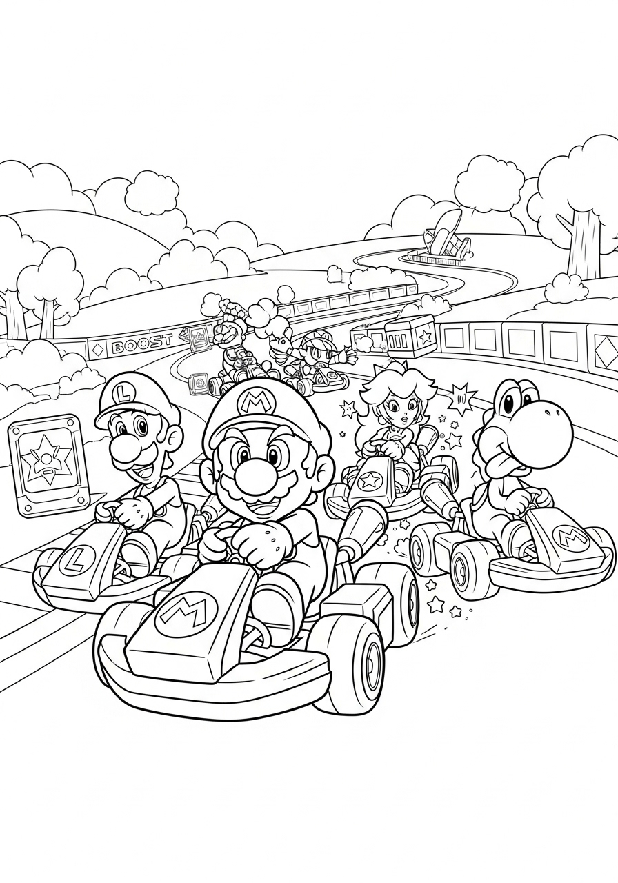 Mario Kart 8 Mario Kart da colorare e stampare pdf 1