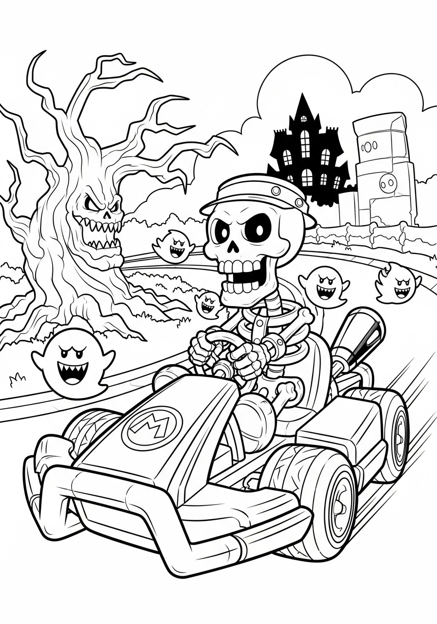 Mario Kart 2 Mario Kart da stampare e colorare per bambini