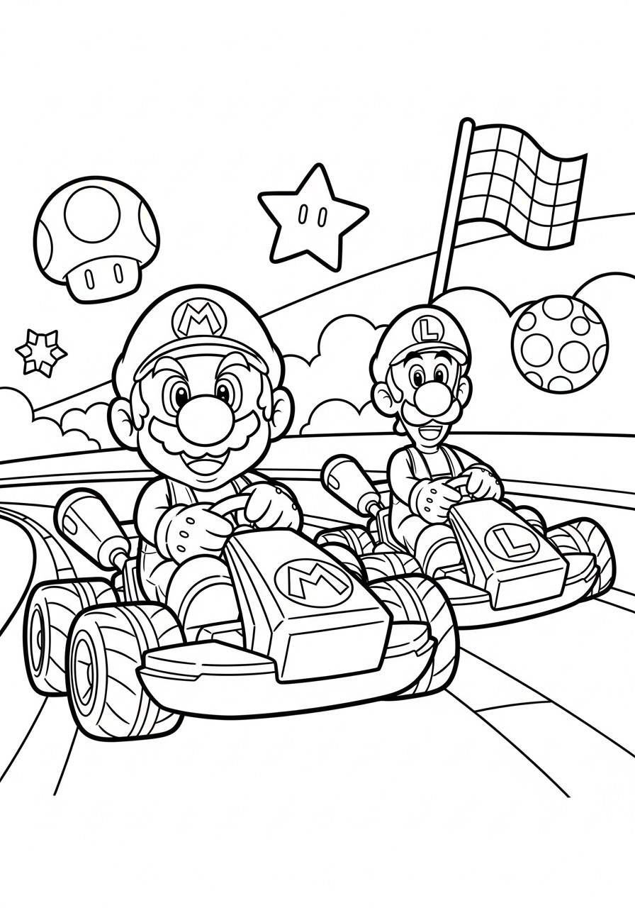 Mario Kart 17 Mario Kart da colorare per bambini