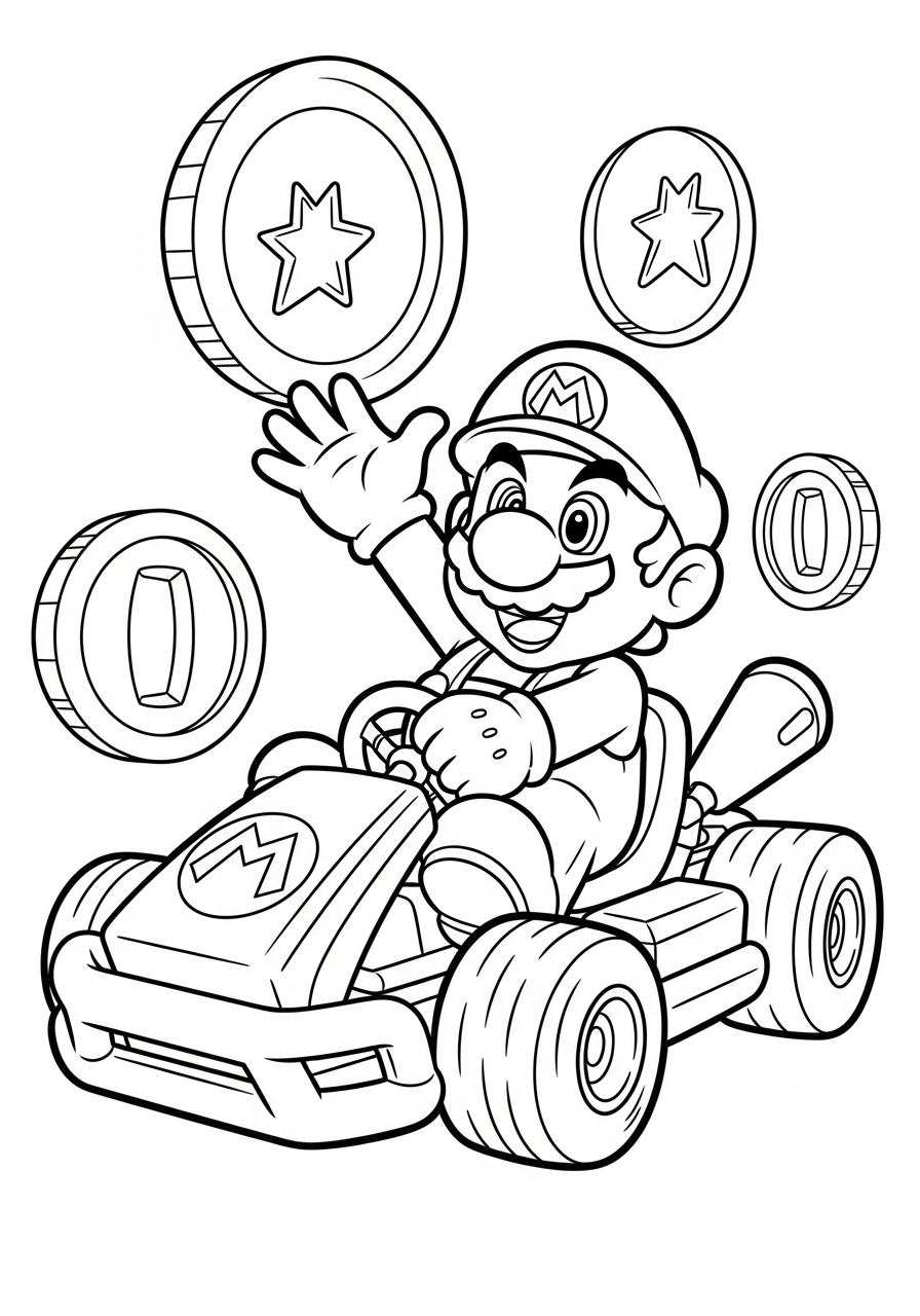 Mario Kart 16 Mario Kart da stampare e colorare per bambini 1