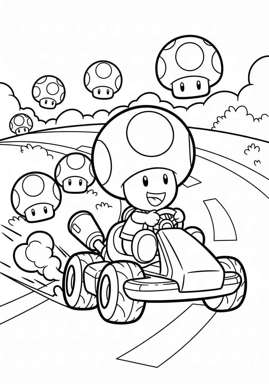 Mario Kart 13 da colorare Mario Kart disegno facile bambini