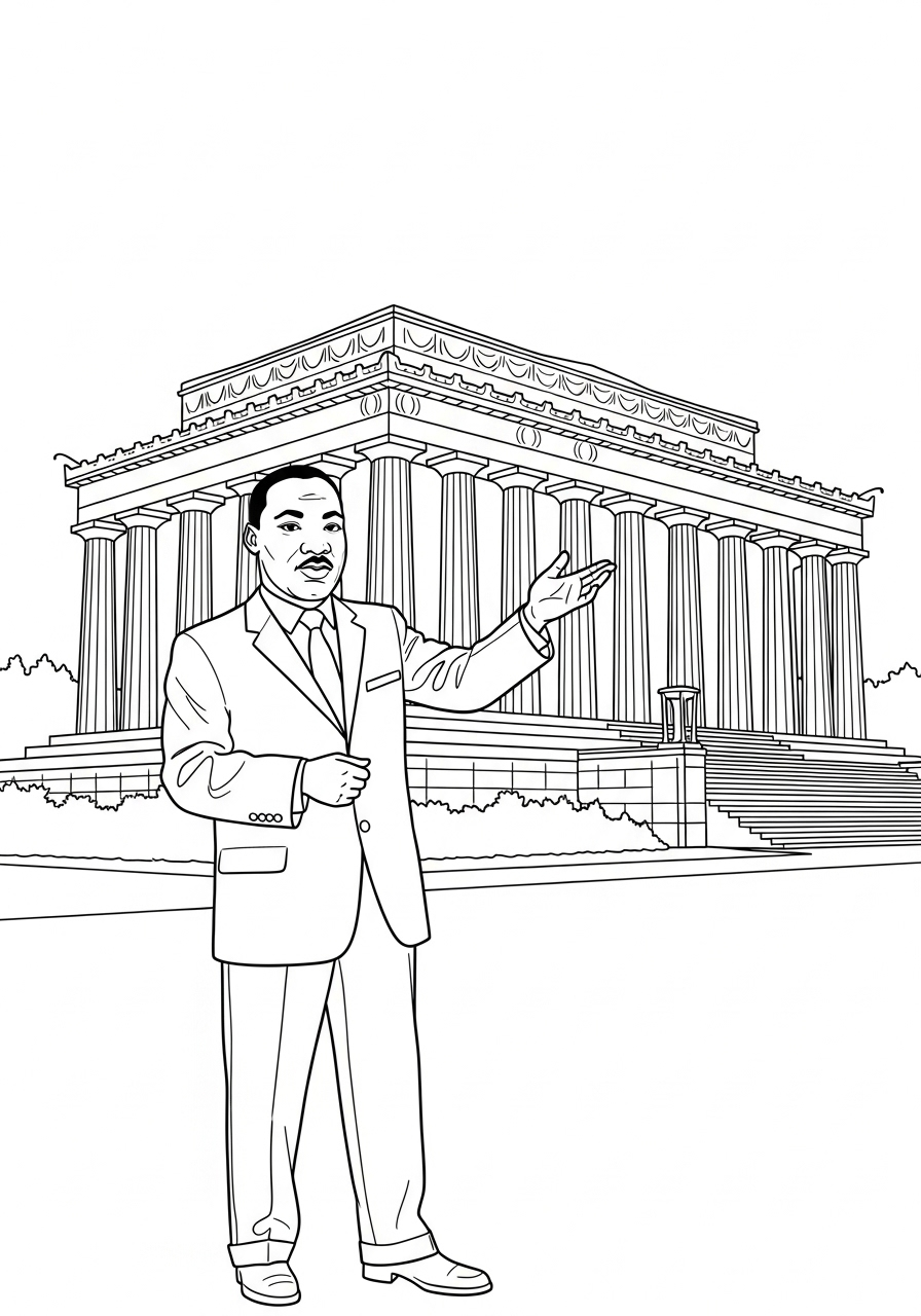 Martin Luther King 17 Martin Luther King da colorare facile
