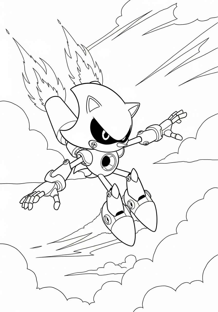 Metal Sonic 7 da colorare Metal Sonic disegno facile bambini