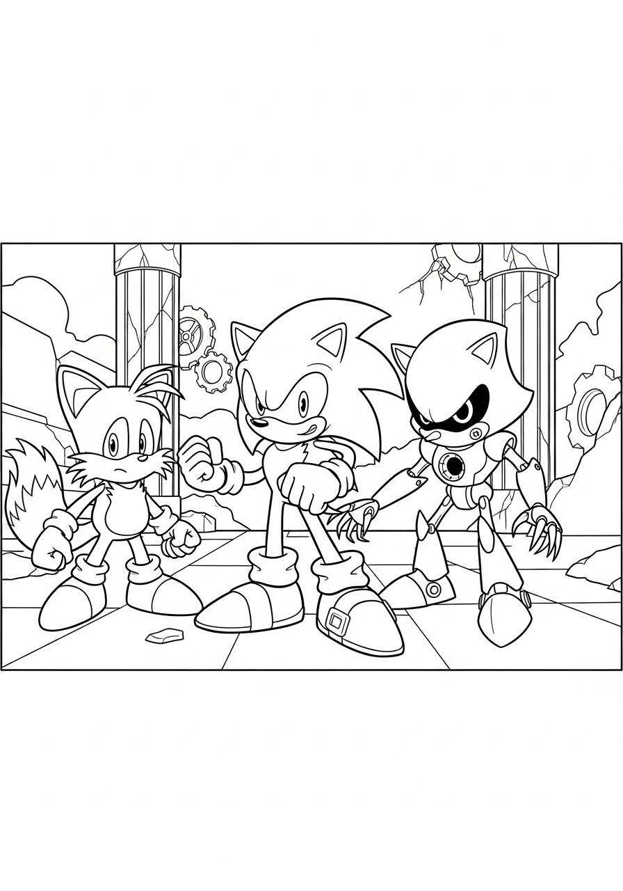 Metal Sonic 3 Metal Sonic disegno da colorare facile