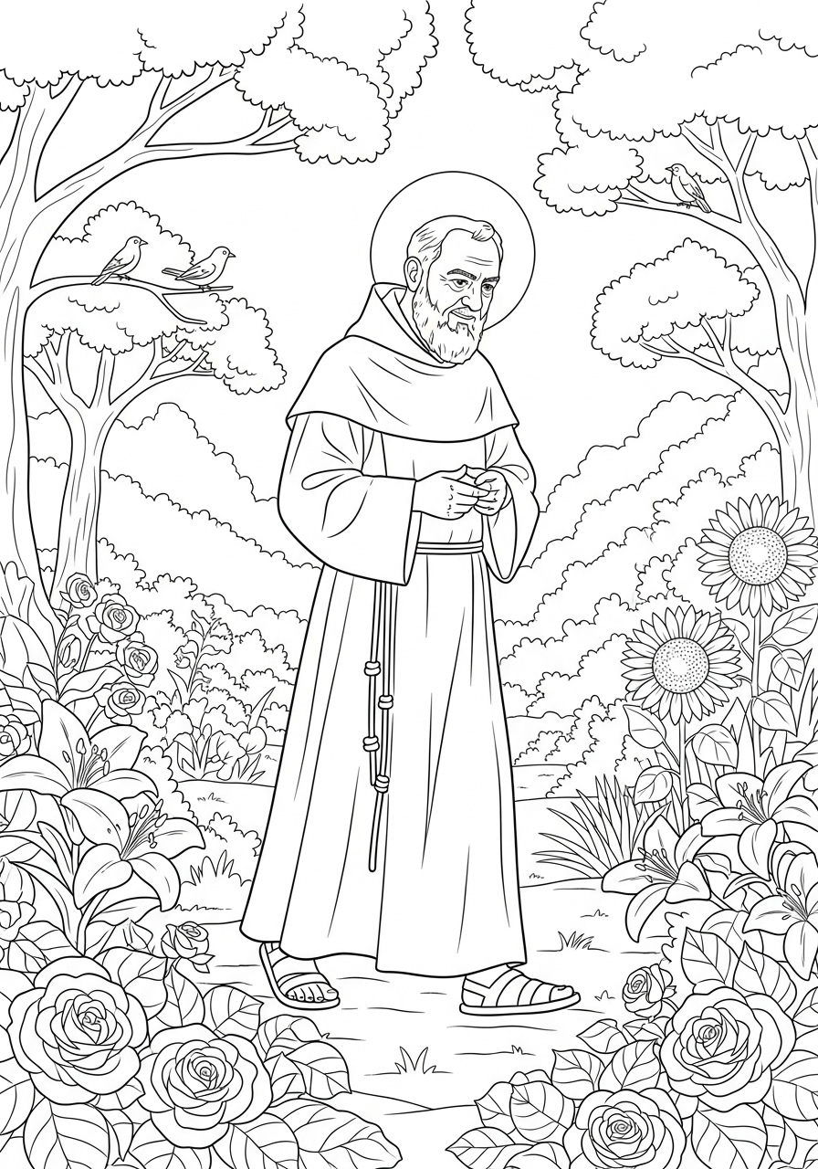 Padre Pio 12 Padre Pio da colorare e stampare gratis 1