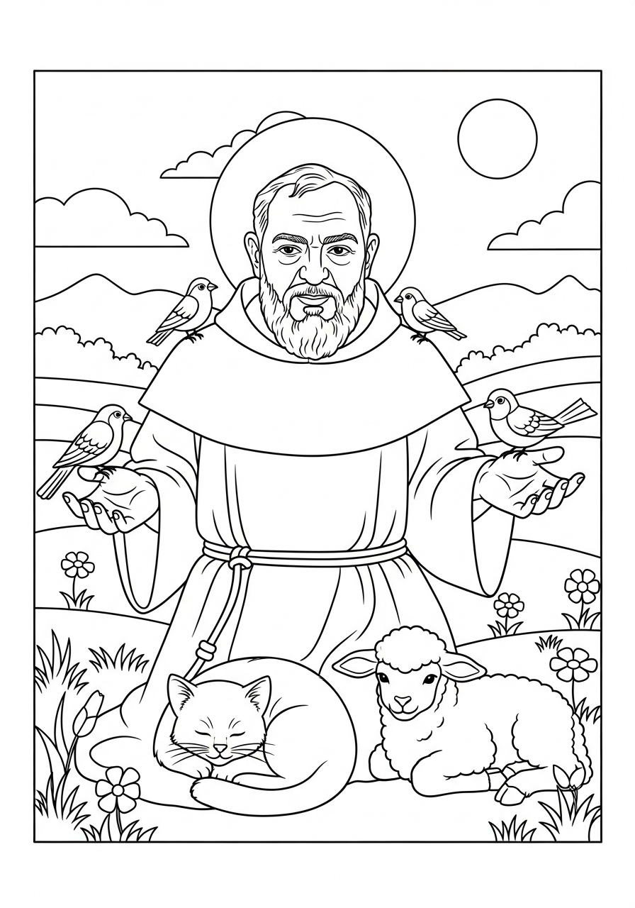 Padre Pio 6 Padre Pio da colorare e stampare gratis