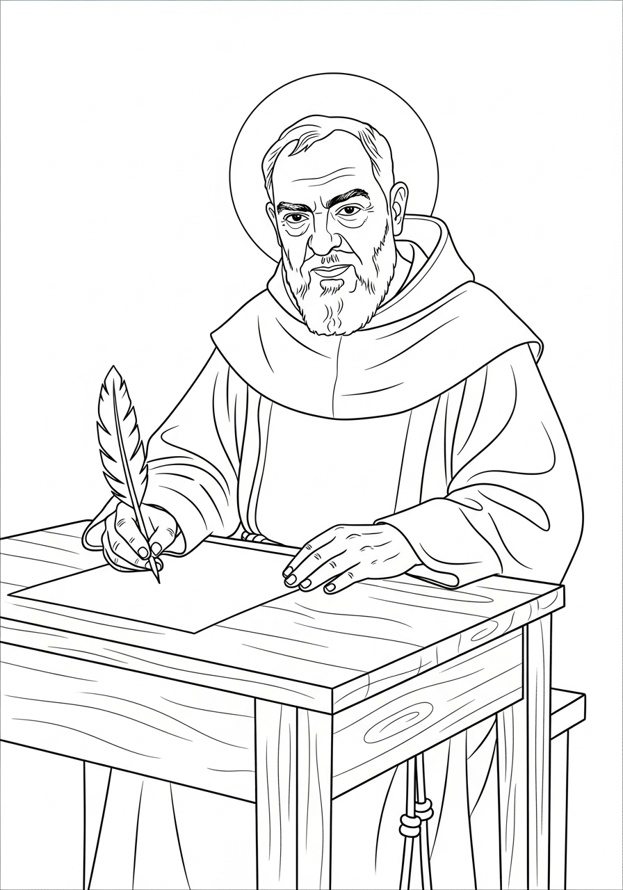 Padre Pio 5 disegno Padre Pio da colorare per bambini