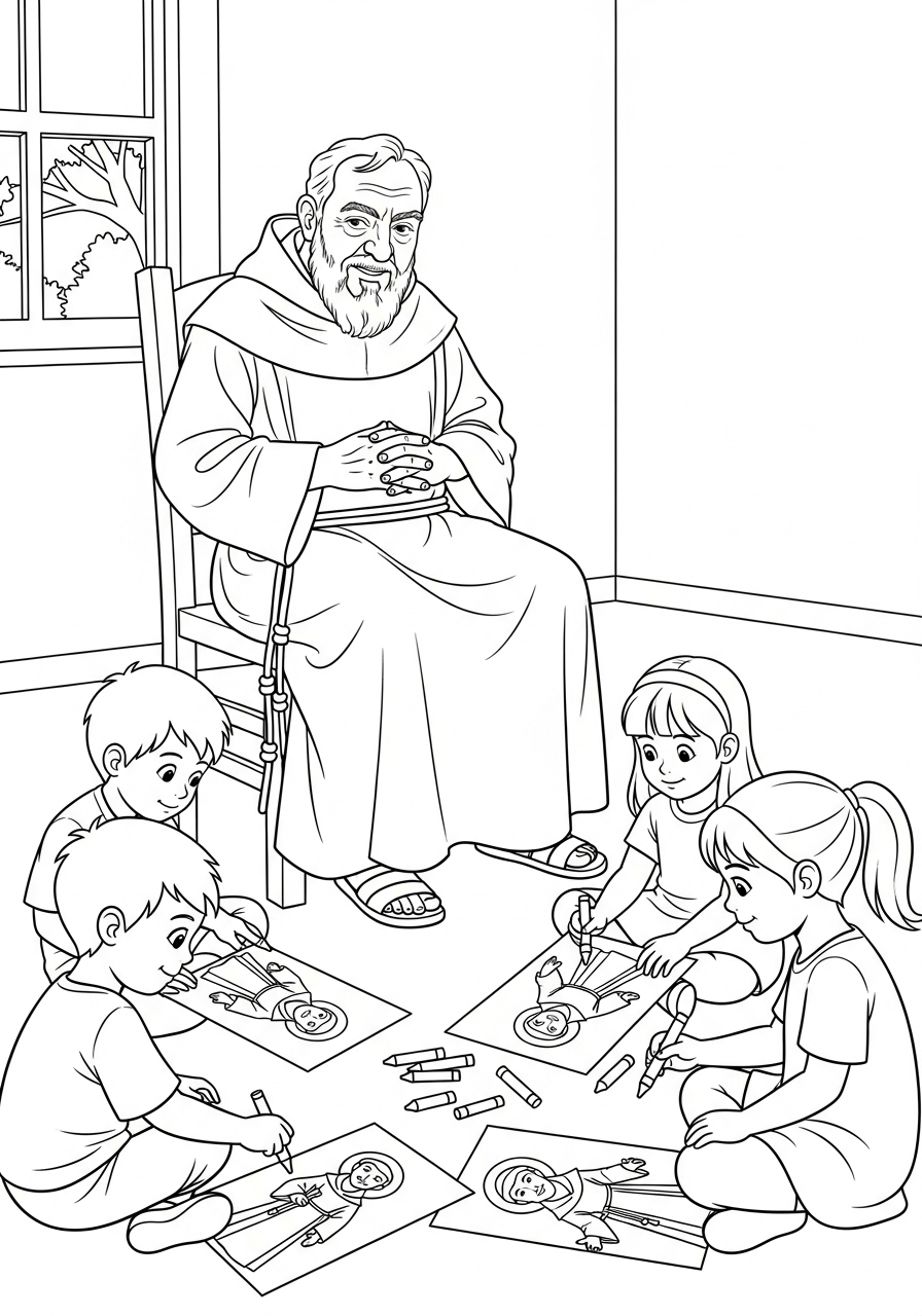 Padre Pio 4 disegni Padre Pio da colorare per bambini