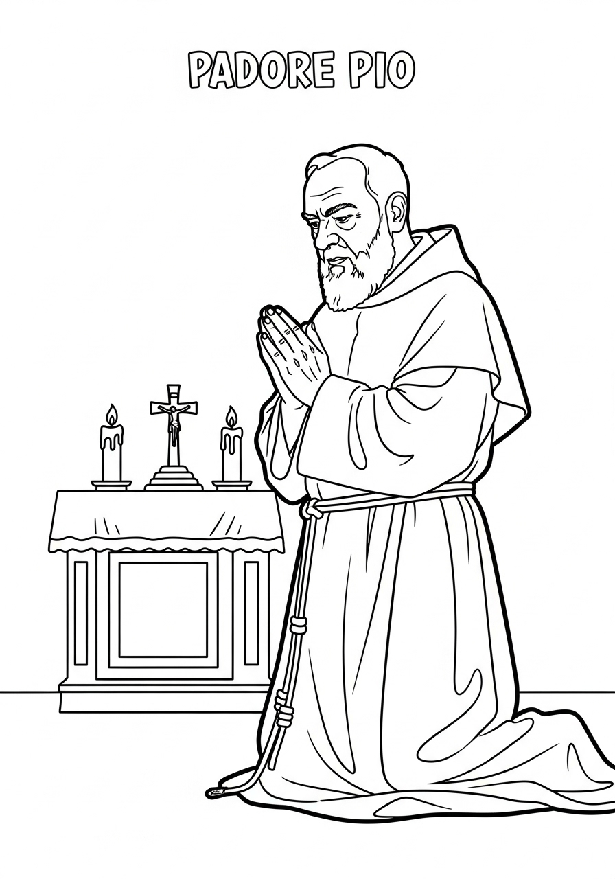 Padre Pio 21 disegni da colorare Padre Pio per bambini 1