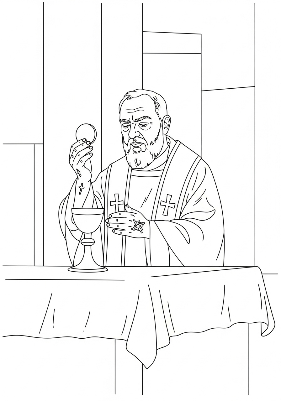 Padre Pio 18 Padre Pio da colorare facile