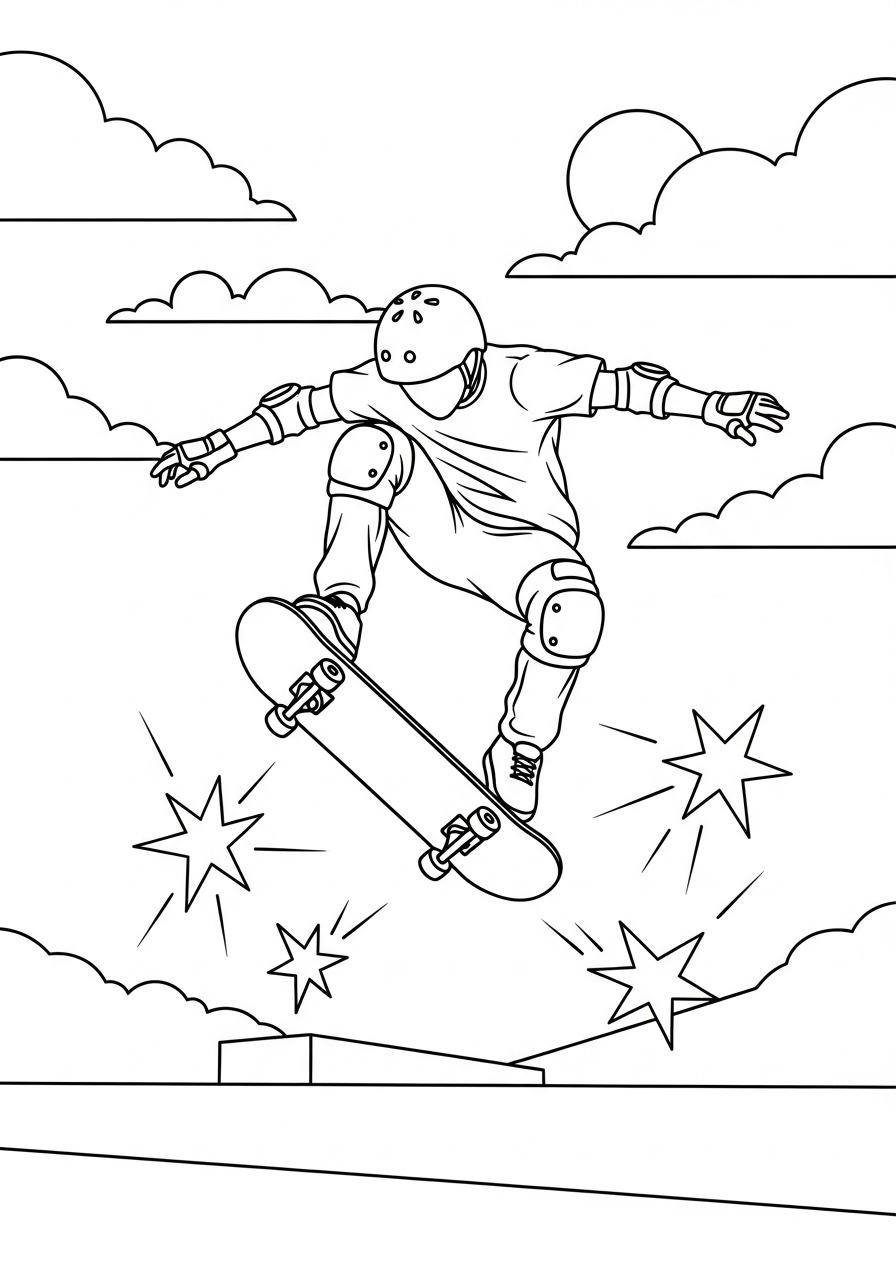 Skateboard 10 Skateboard disegno da colorare 1