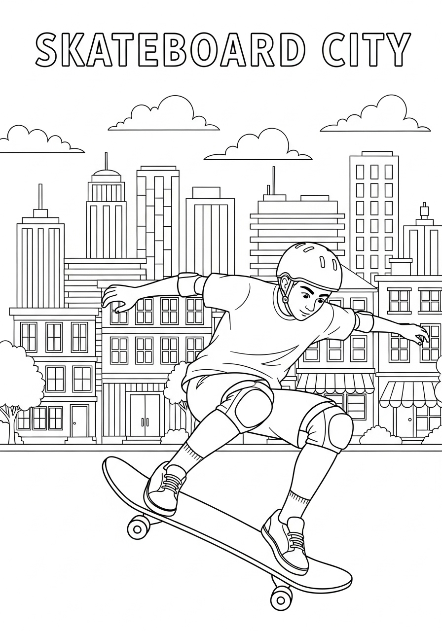 Skateboard 6 disegno Skateboard da colorare per bambini