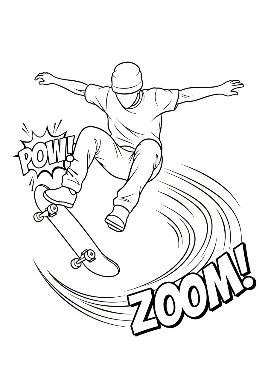 Skateboard 2 disegni di Skateboard da colorare per bambini