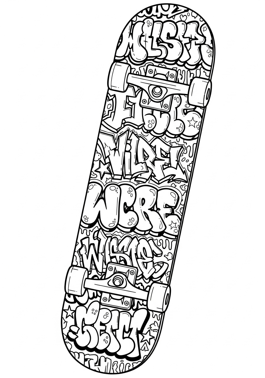 Skateboard 19 disegno di Skateboard da stampare e colorare