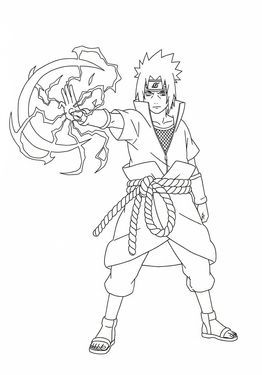 Uchiha Sasuke 9 stampe da colorare per bambini Uchiha Sasuke