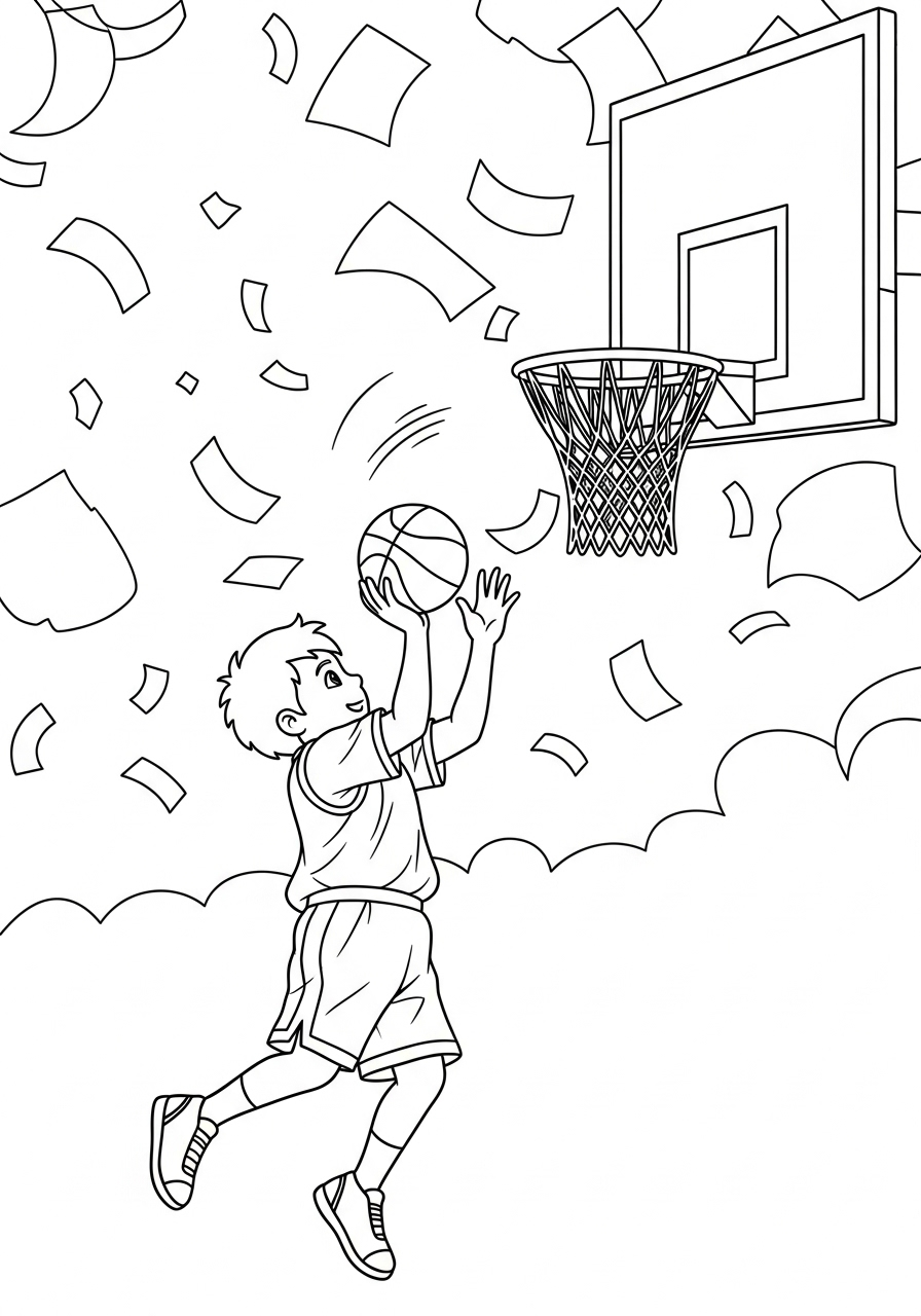 Pallacanestro 18 stampe da colorare per bambini pallacanestro