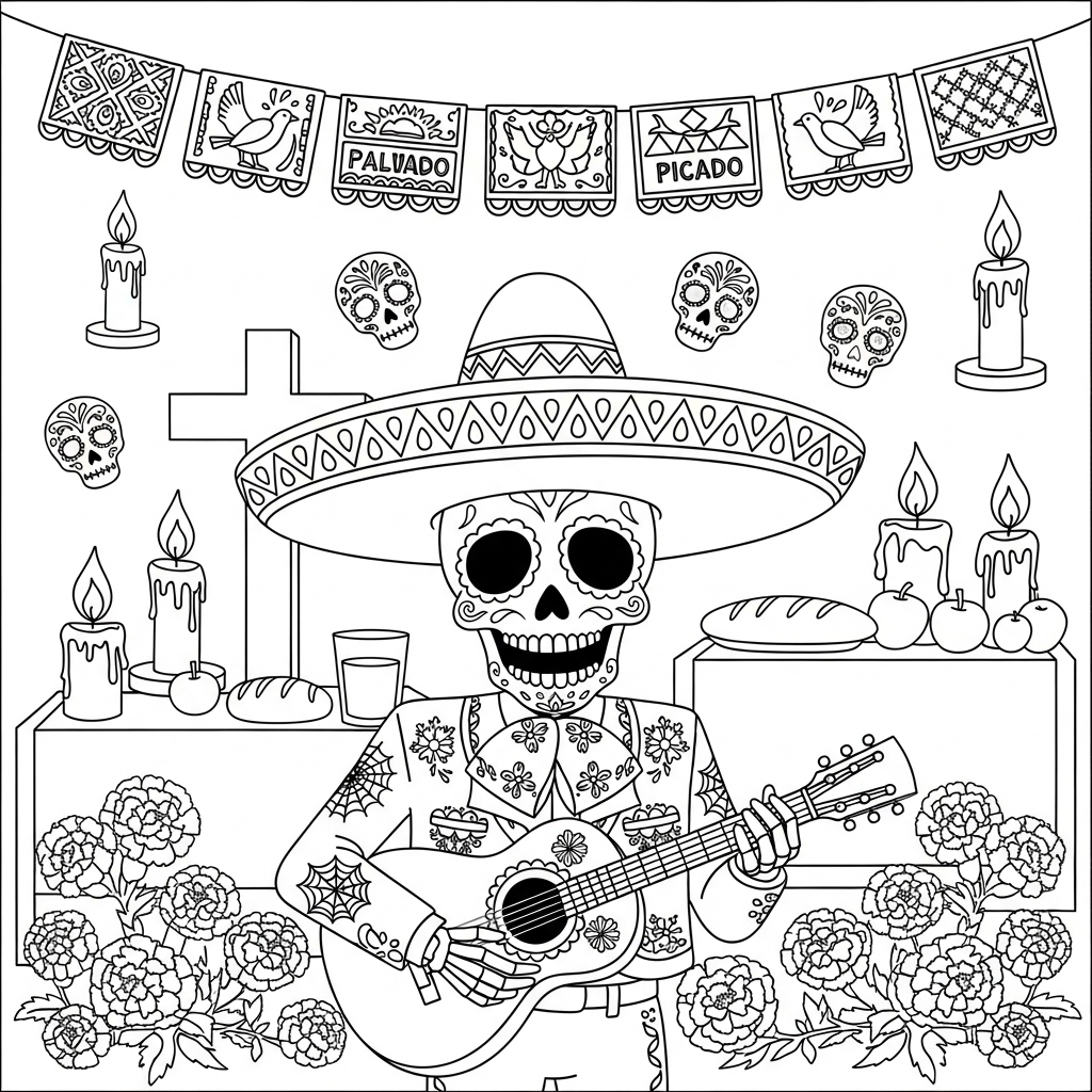 Día de los Muertos 1 Día de los Muertos da colorare thumbnail