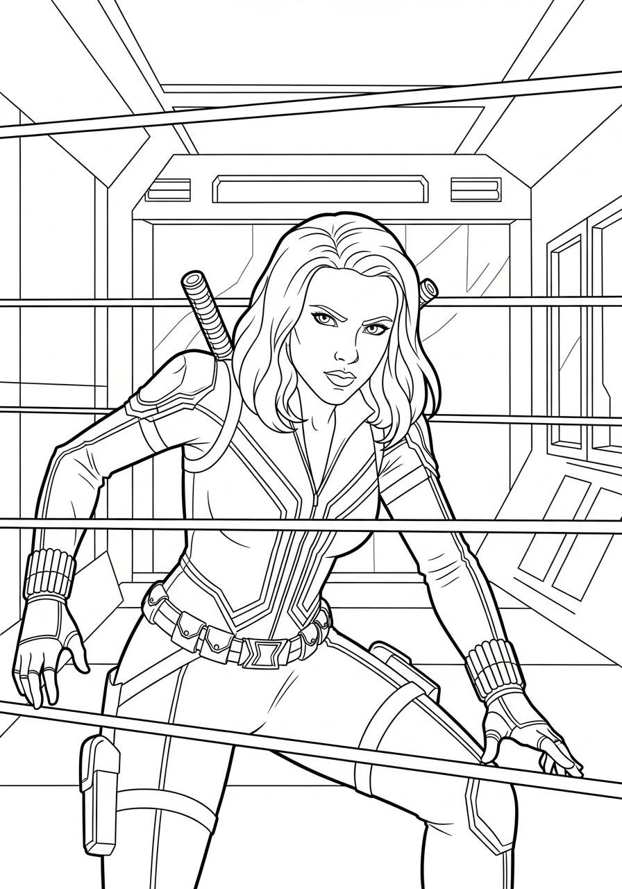 Black Widow 12 immagine Black Widow da colorare