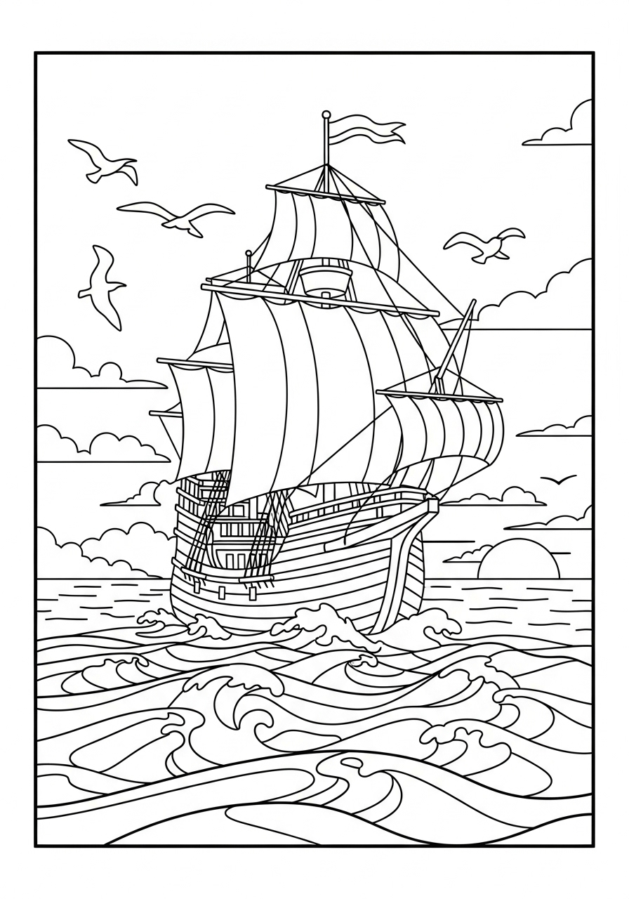 Christopher Columbus 14 Christopher Columbus da colorare facile