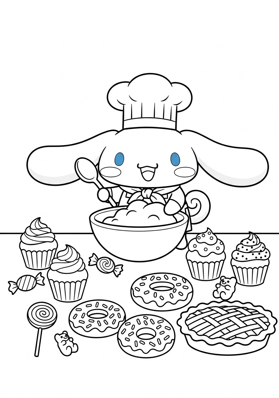 Cinnamoroll 9 Cinnamoroll disegno da colorare facile