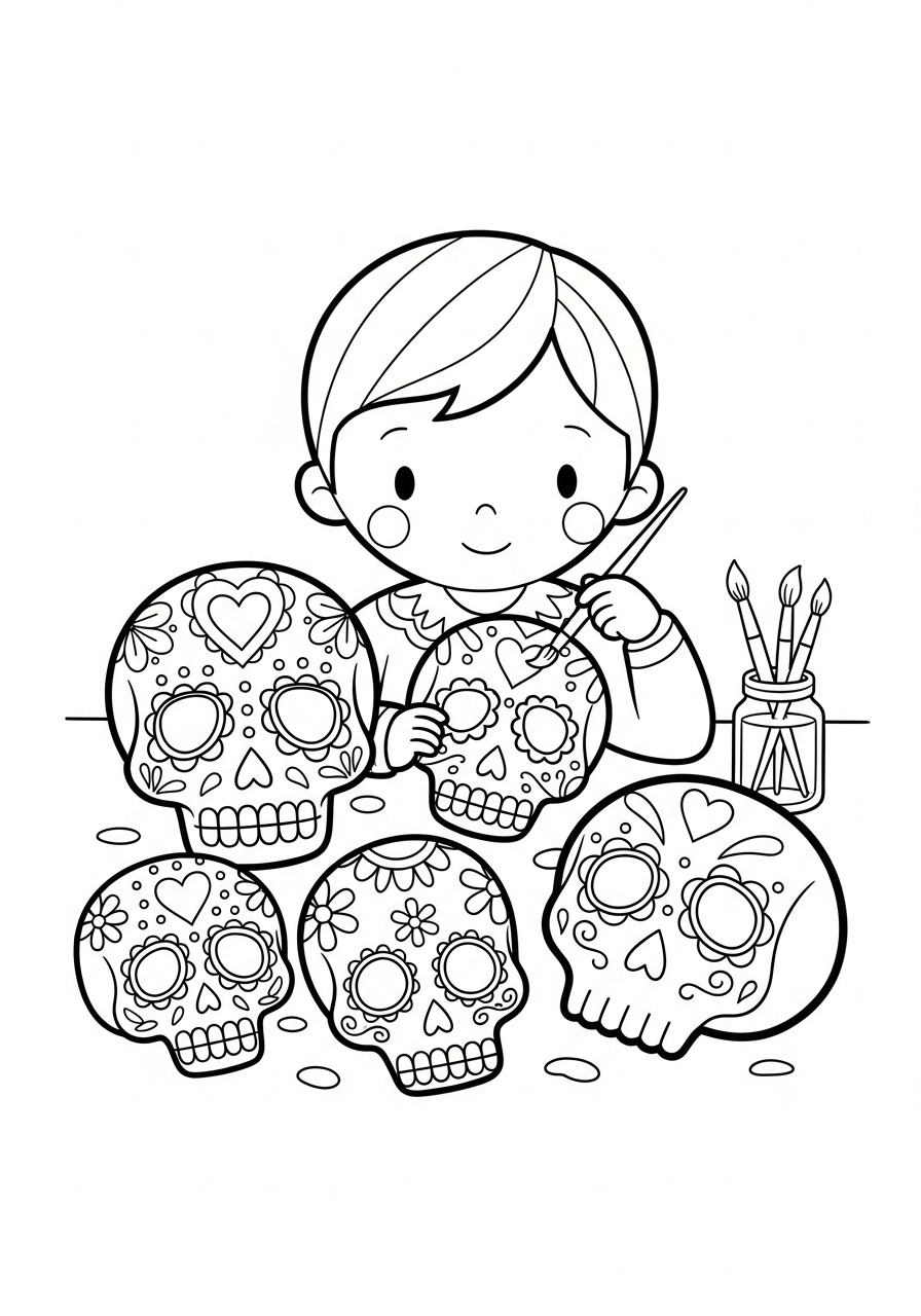 Día de los Muertos 14 Día de los Muertos disegni da colorare per bambini maschi 1