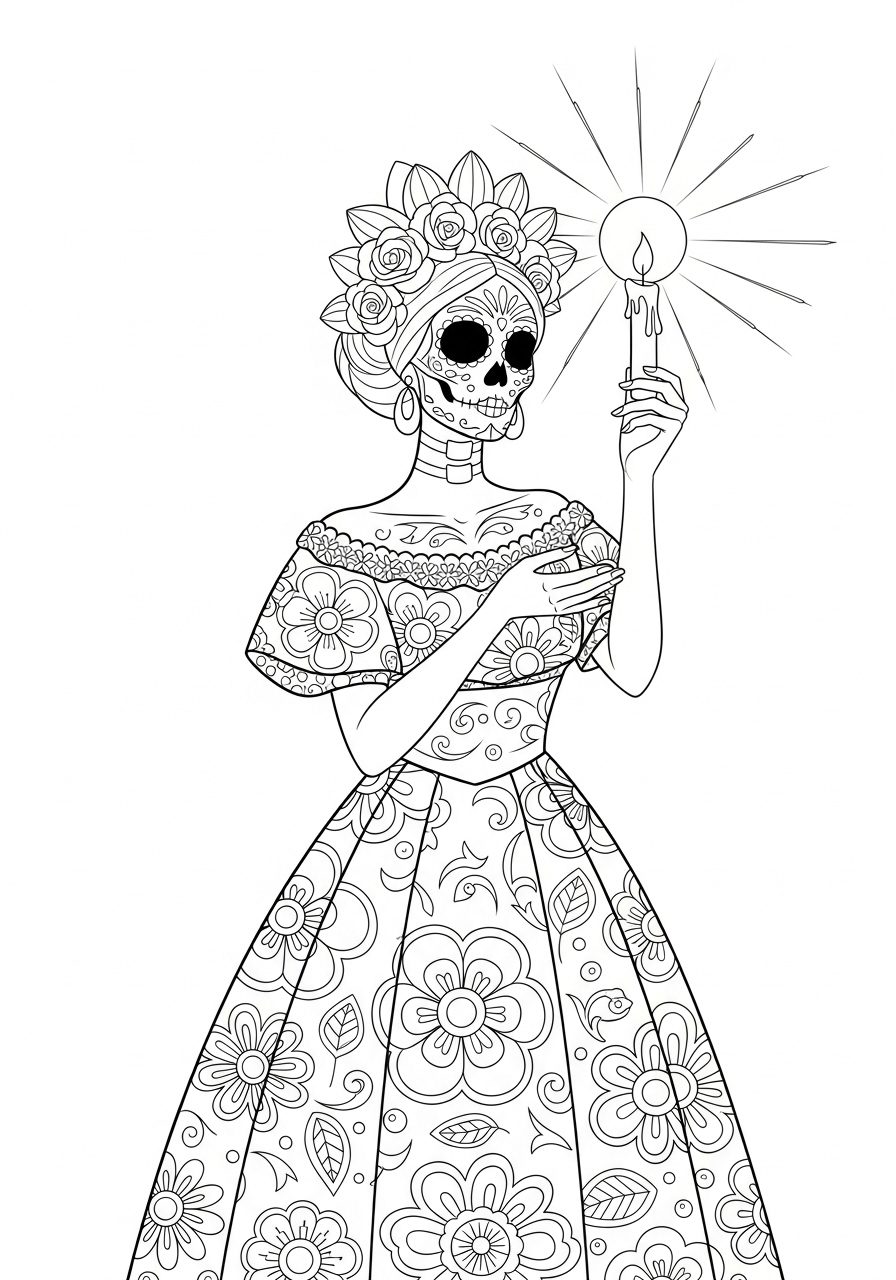 Día de los Muertos 7 disegni Día de los Muertos facili da colorare