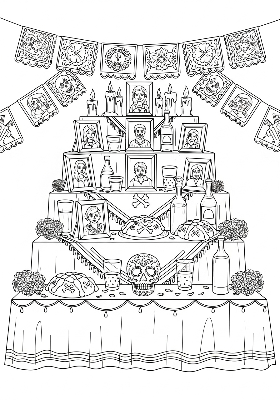 Día de los Muertos 6 Día de los Muertos da colorare a4