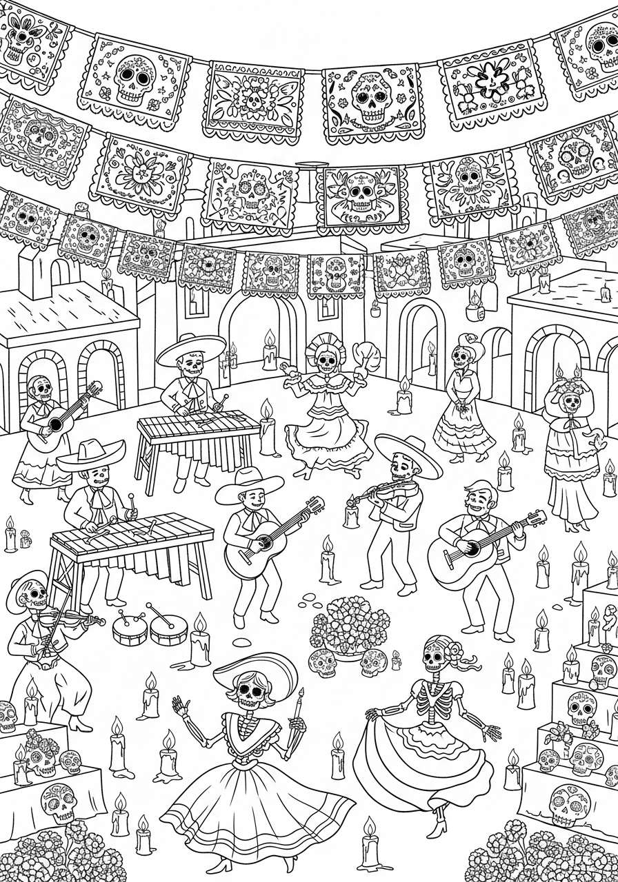 Día de los Muertos 2 immagini da colorare Día de los Muertos gratis