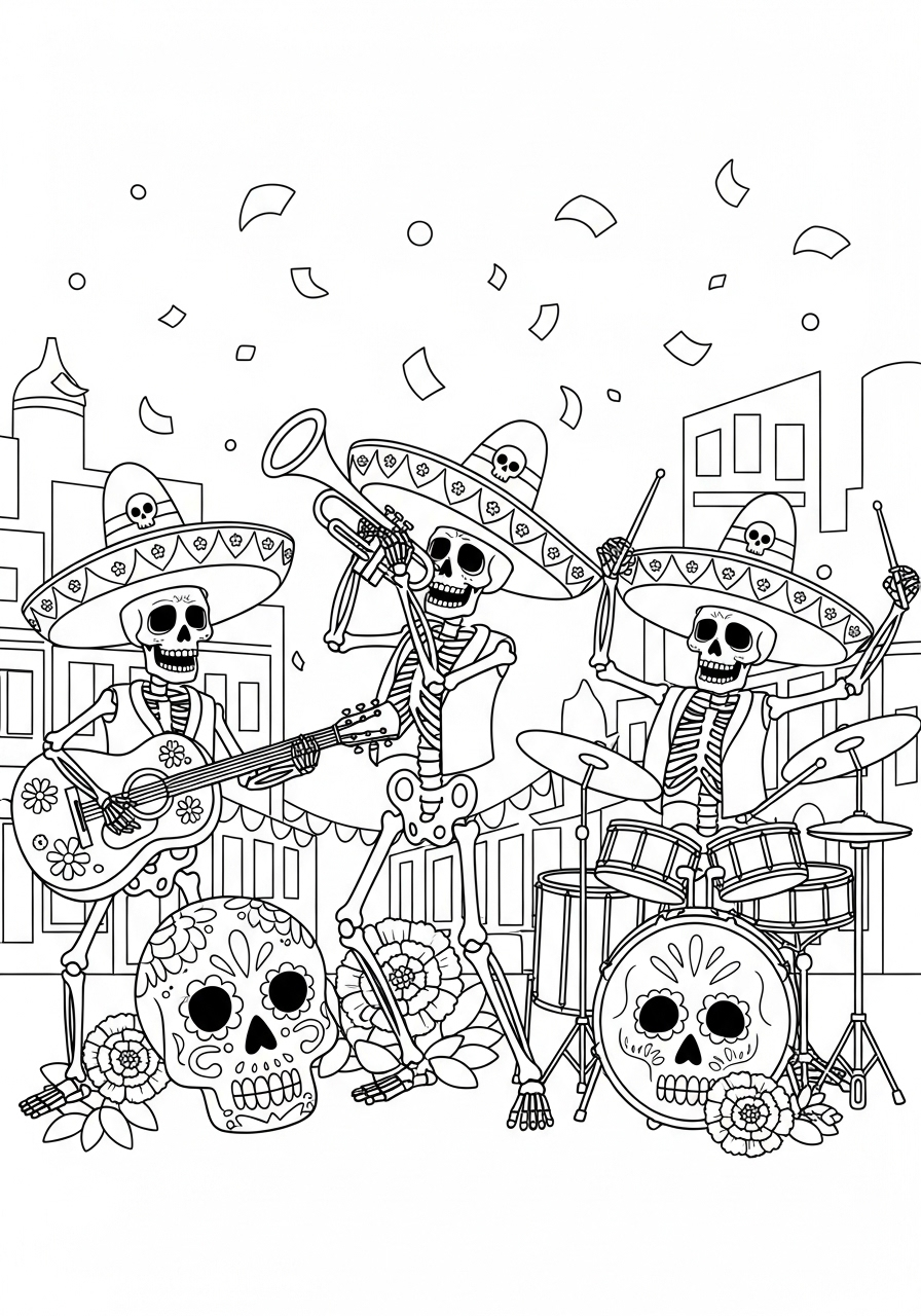 Día de los Muertos 18 Día de los Muertos disegno da colorare facile