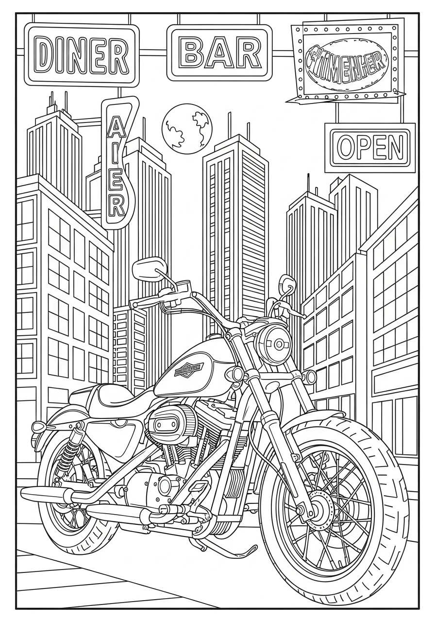 Harley Davidson 8 Harley Davidson da colorare a4
