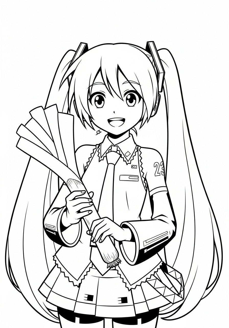 Hatsune Miku 15 disegni di Hatsune Miku da colorare per bambini 2