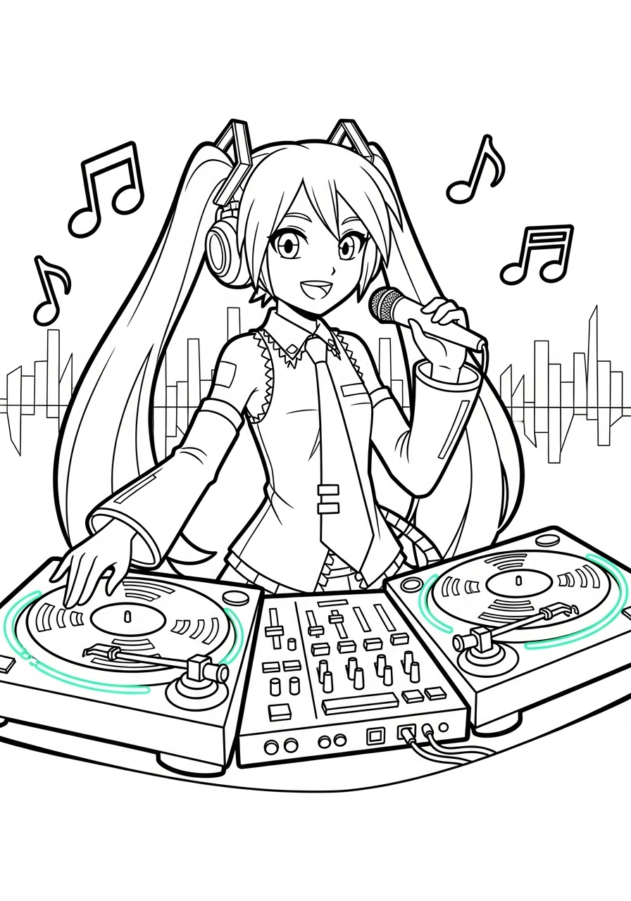 Hatsune Miku 13 immagini da colorare Hatsune Miku gratis
