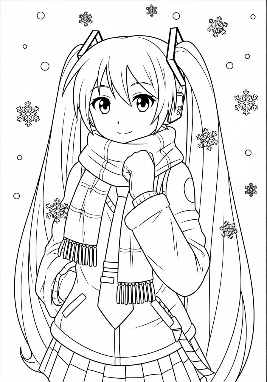 Hatsune Miku 11 disegni da colorare Hatsune Miku per bambini 1