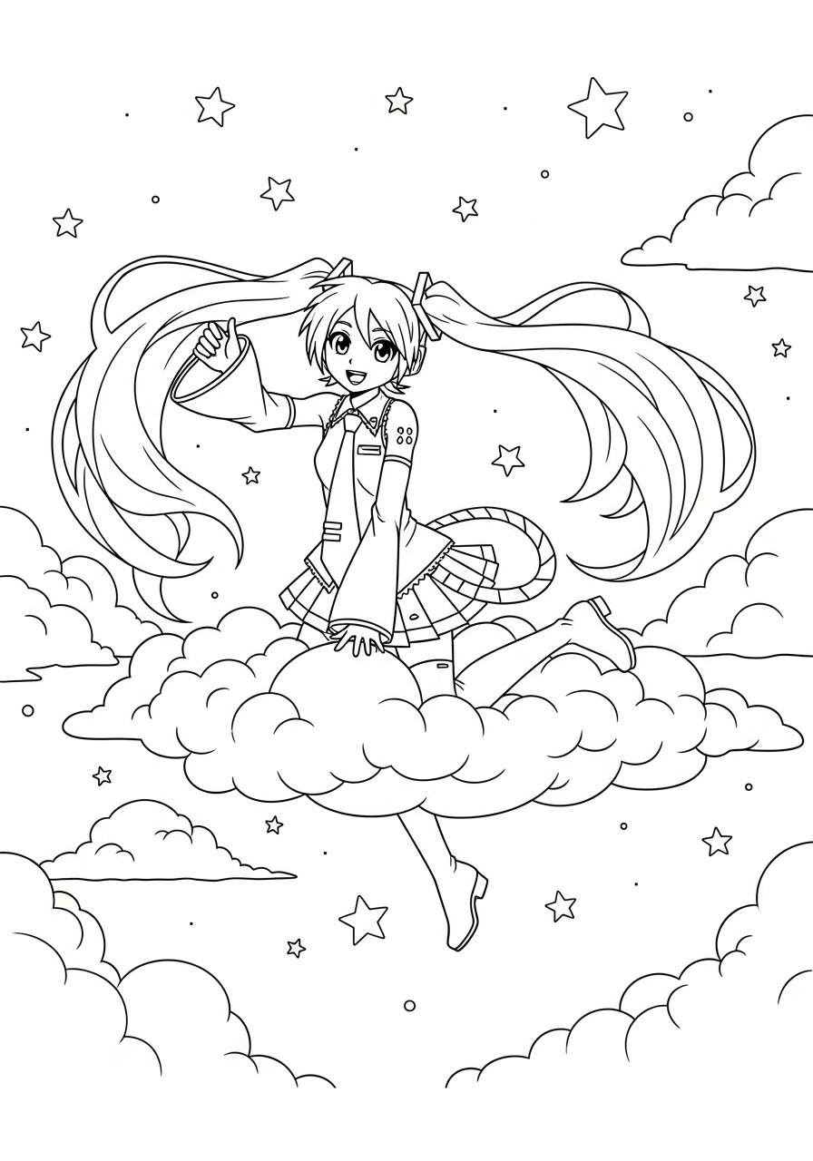 Hatsune Miku 6 immagini Hatsune Miku da colorare e stampare