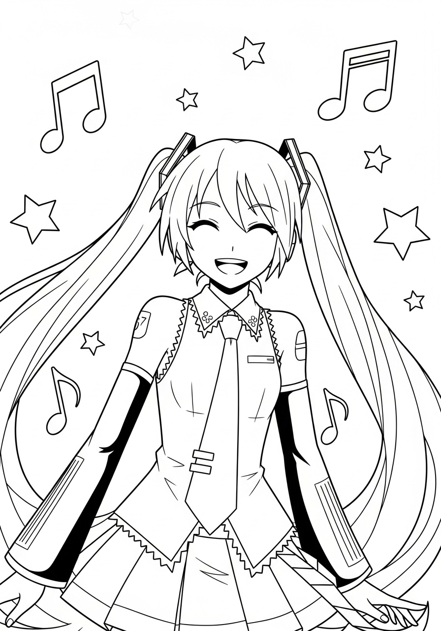 Hatsune Miku 23 disegni Hatsune Miku da colorare e stampare