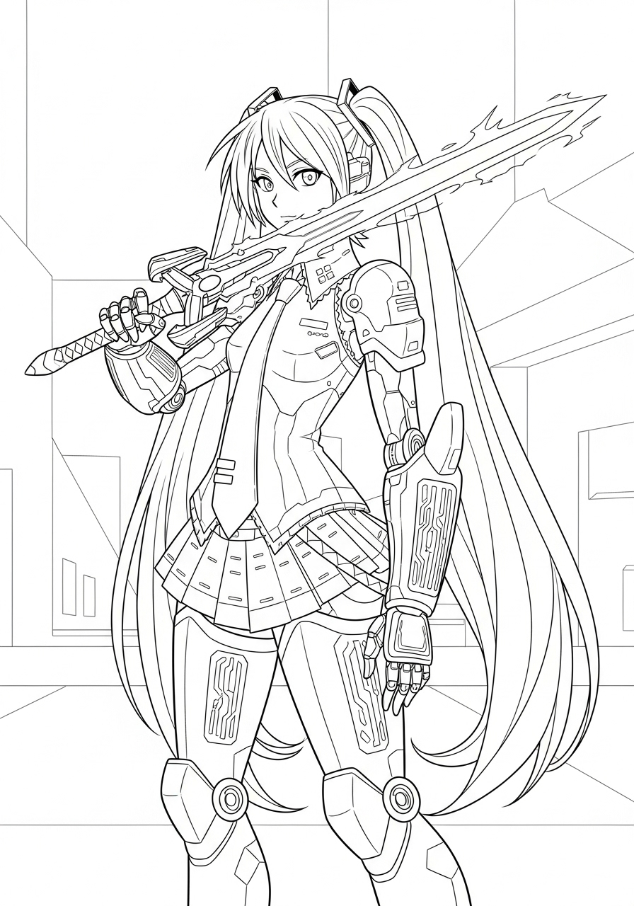 Hatsune Miku 5 disegni di Hatsune Miku da colorare per bambini
