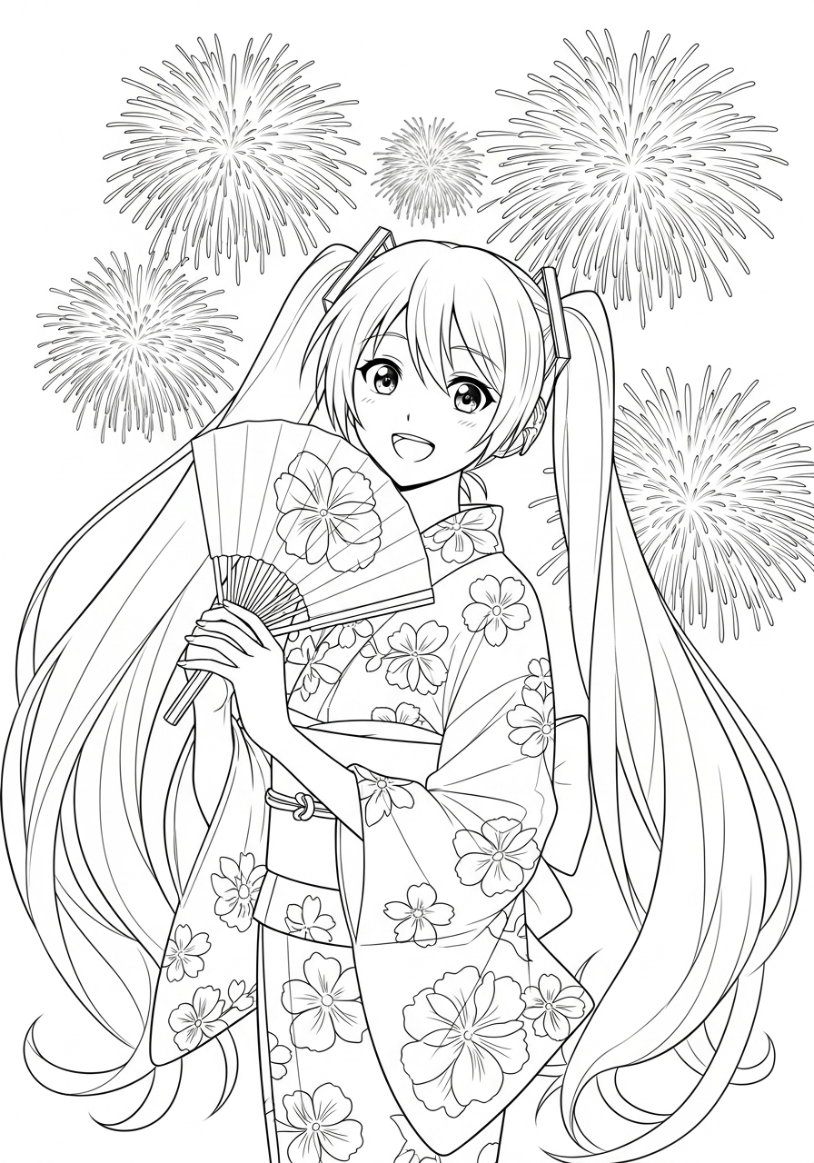 Hatsune Miku 3 Hatsune Miku disegno da colorare facile