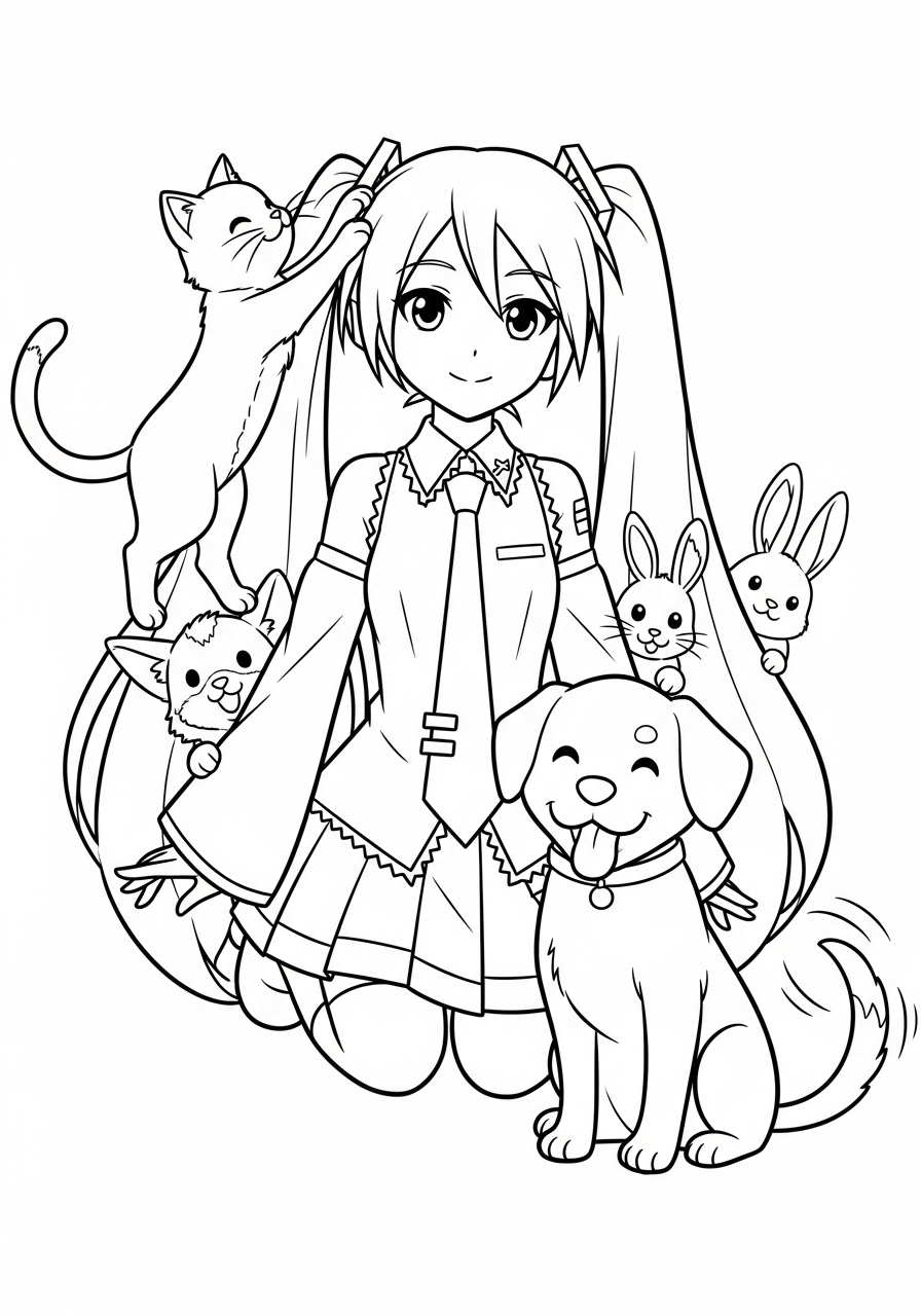 Hatsune Miku 2 disegni da colorare Hatsune Miku per bambini