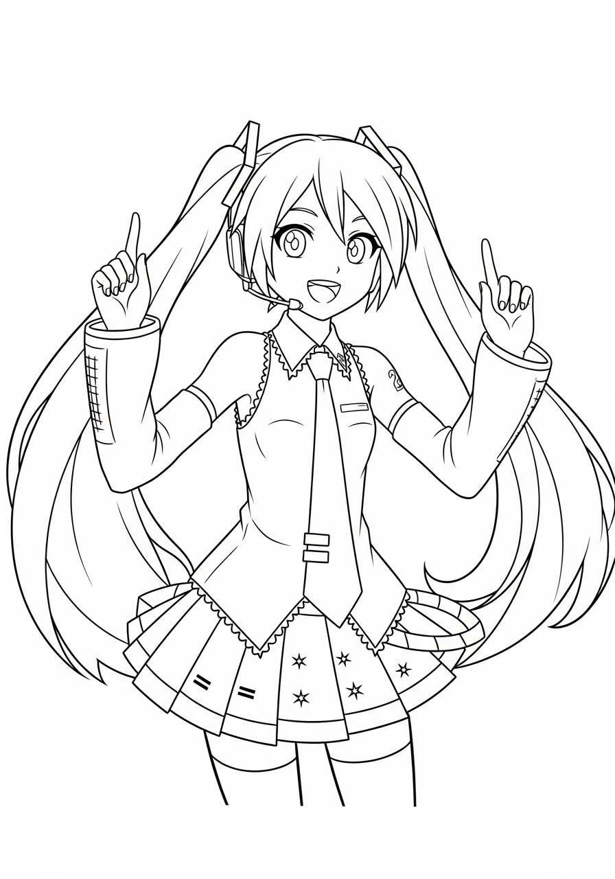 Hatsune Miku 22 Hatsune Miku disegno facile da colorare
