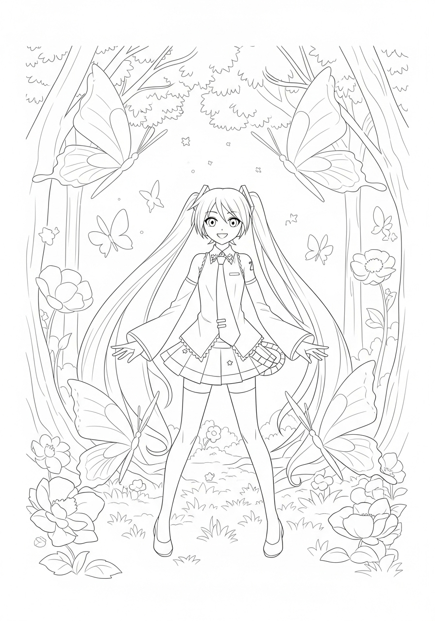 Hatsune Miku 20 disegni di Hatsune Miku da colorare e stampare