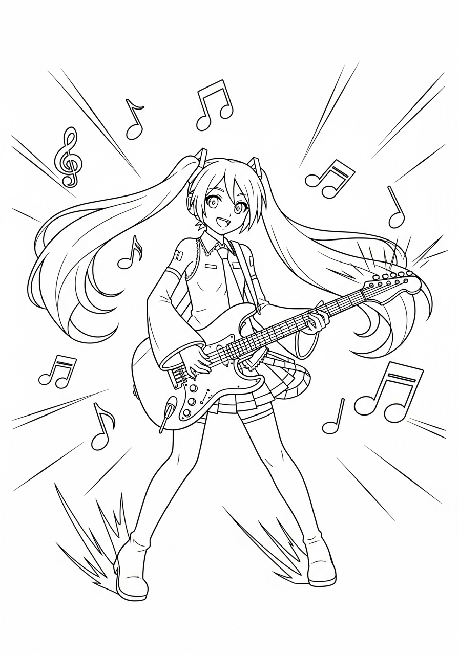Hatsune Miku 18 disegni da colorare per bambini pdf Hatsune Miku