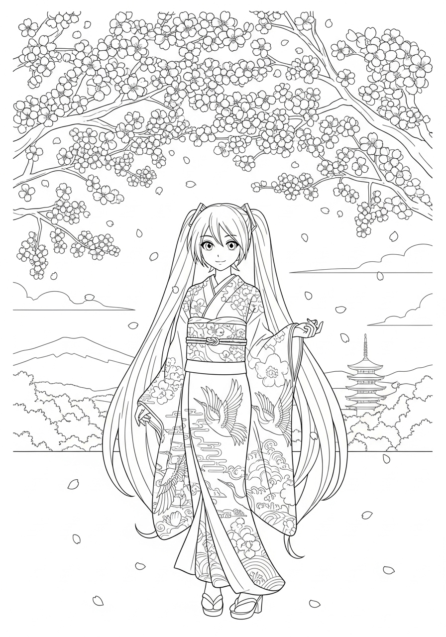Hatsune Miku 17 immagini da colorare Hatsune Miku gratis 1