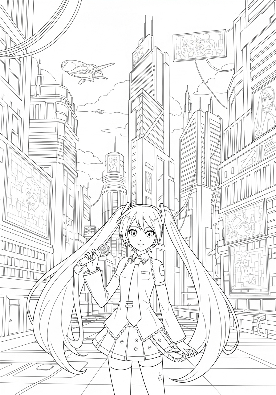 Hatsune Miku 16 immagini da stampare e colorare di Hatsune Miku