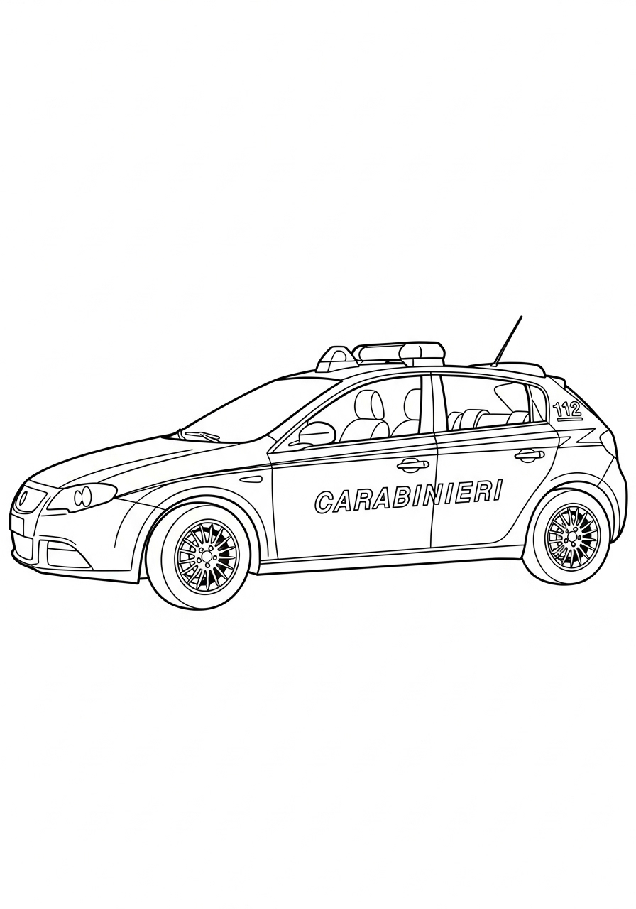 Macchina della polizia 7 da colorare Macchina della polizia disegno facile bambini