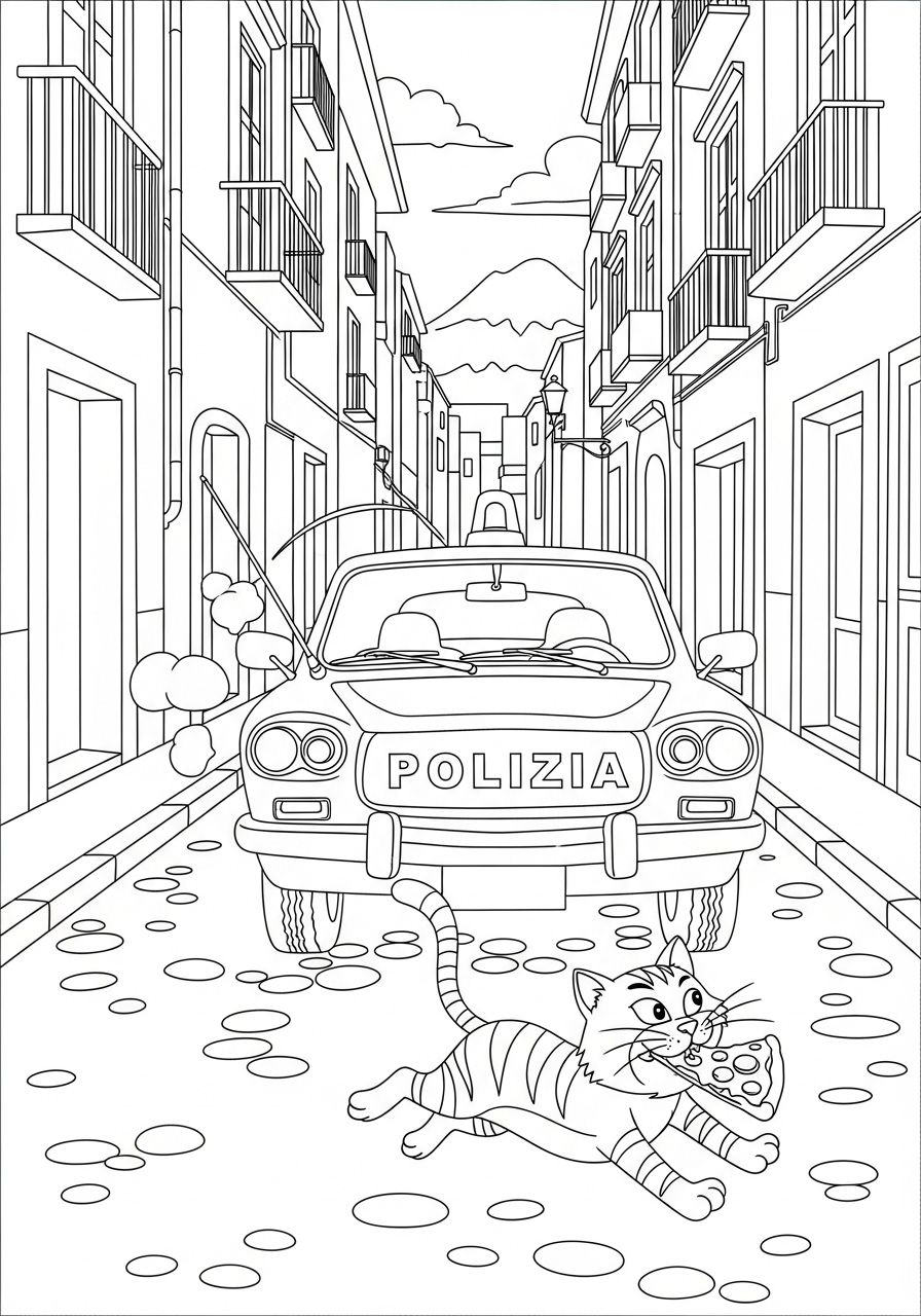 Macchina della polizia 4 disegni di Macchina della polizia da colorare per bambini