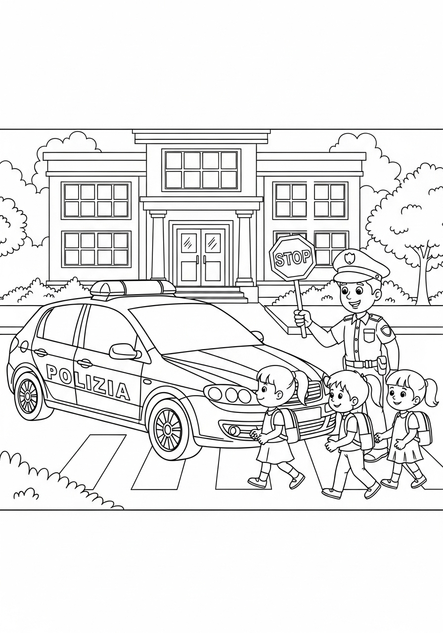 Macchina della polizia 3 disegni da stampare e colorare Macchina della polizia