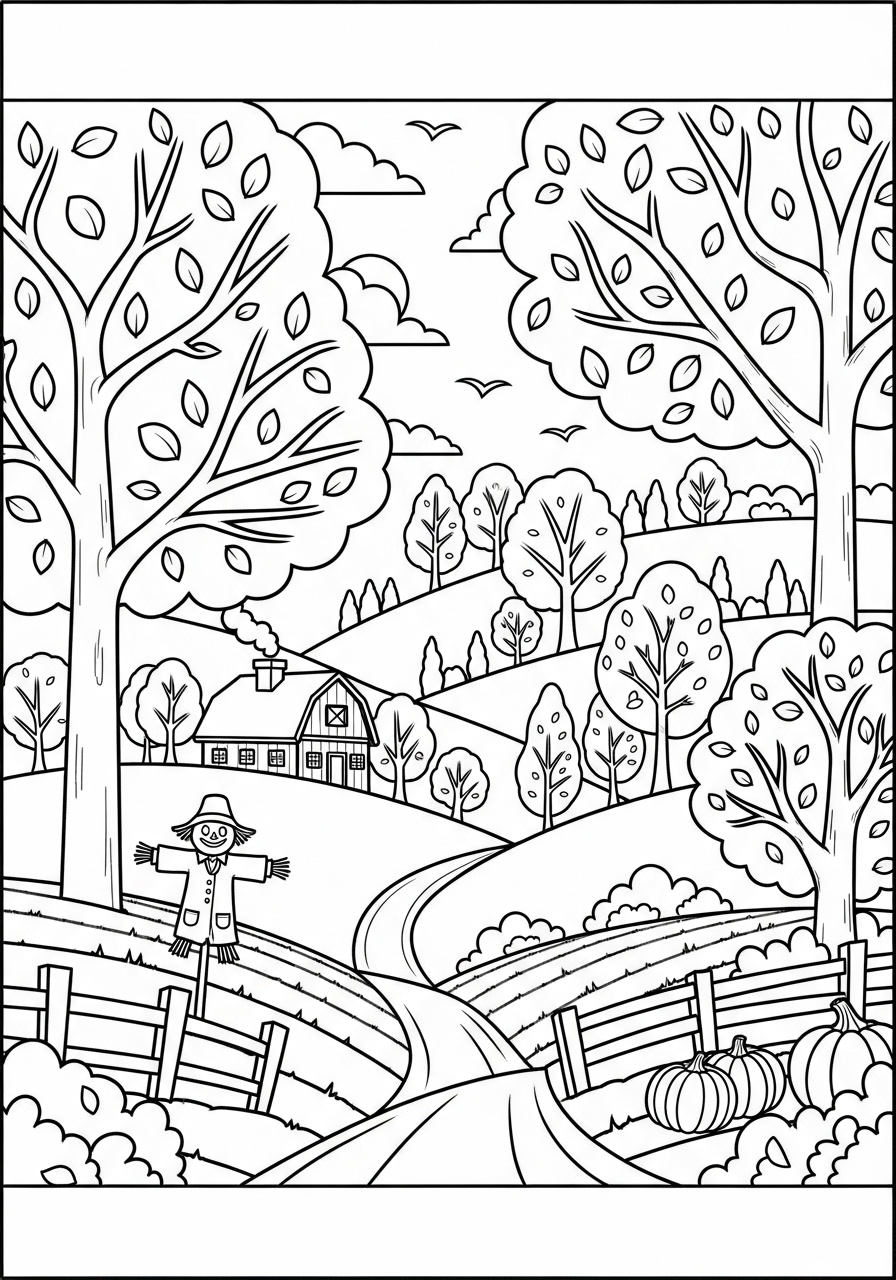 Paesaggio autunnale 24 disegni Paesaggio autunnale da colorare 1