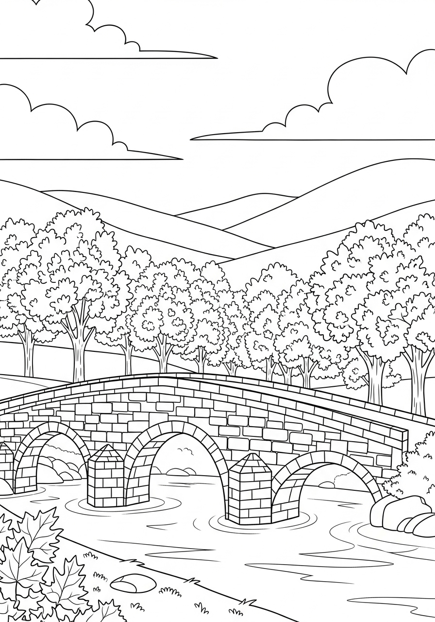 Paesaggio autunnale 7 Paesaggio autunnale immagini da colorare per bambini