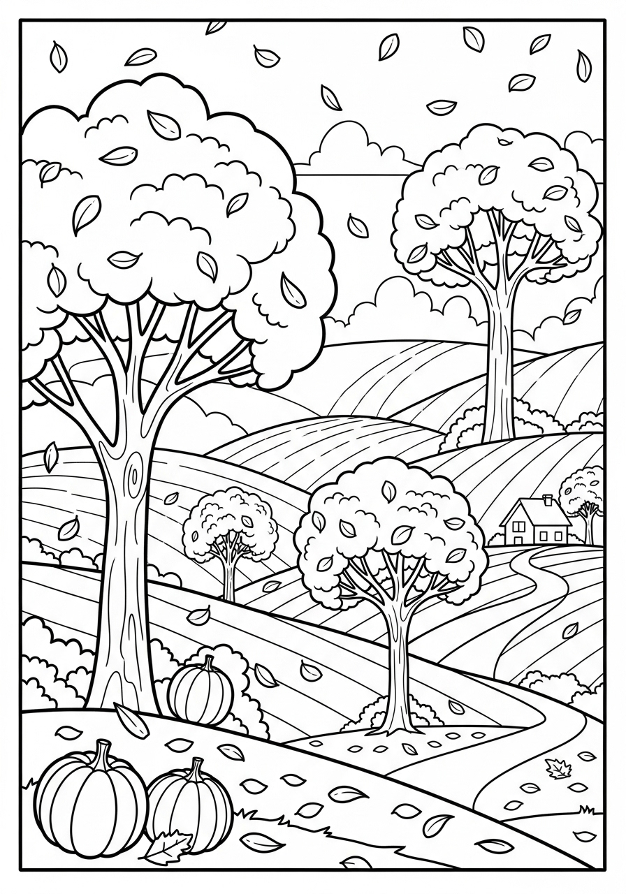 Paesaggio autunnale 23 pdf stampare Paesaggio autunnale da colorare